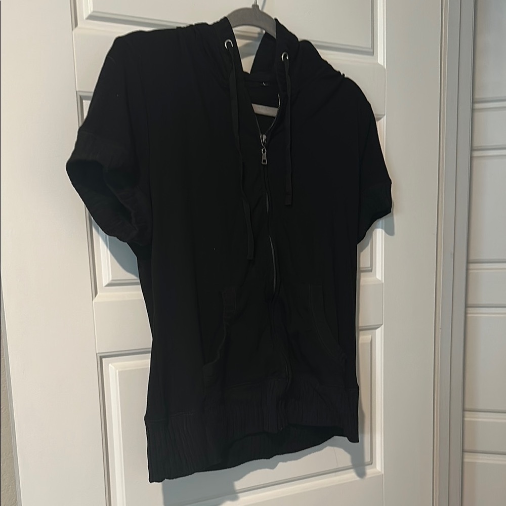 Black Short Sleeve Hoodie